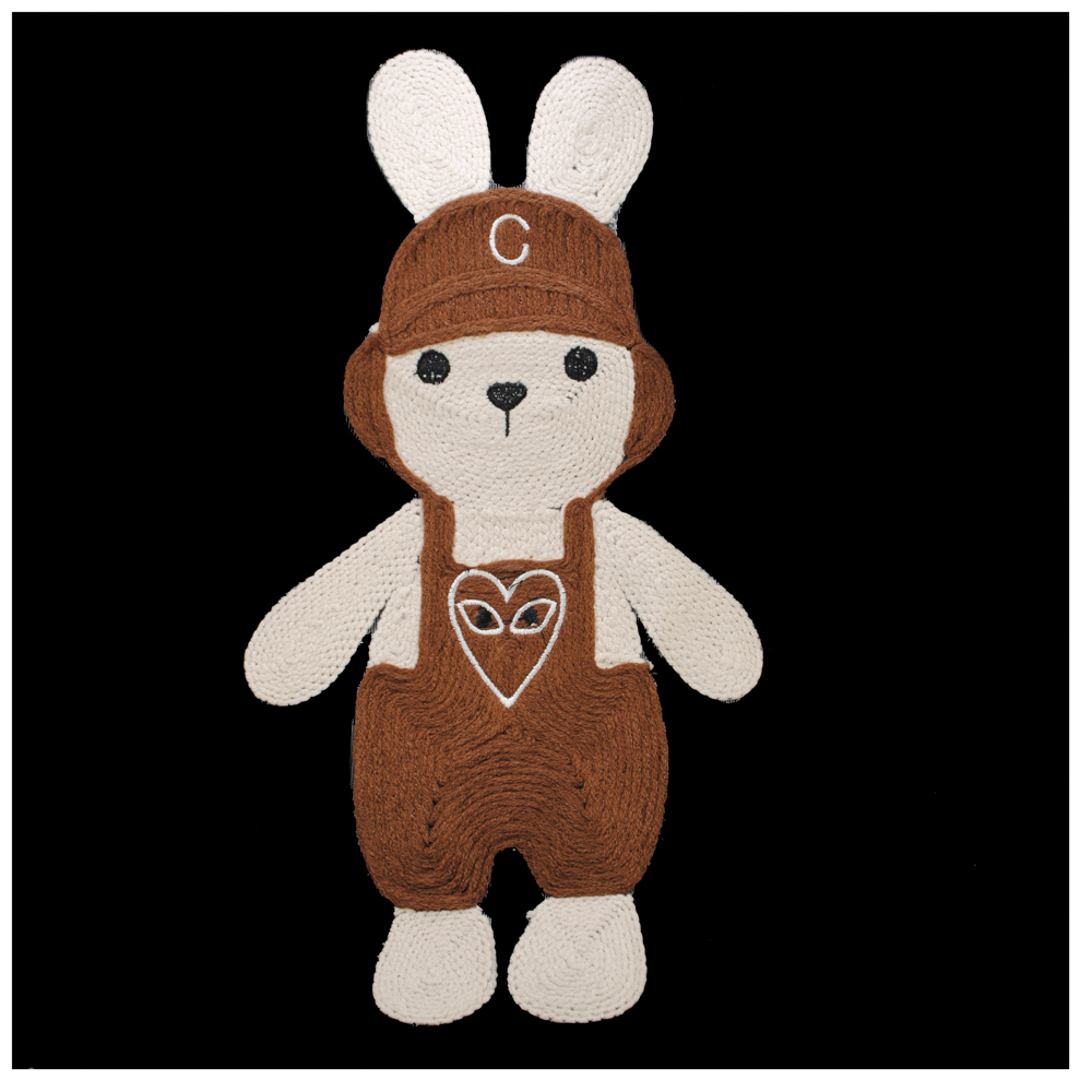 Аппликация вязан. приш. Зайка 34,5*18см черный, бежевый, коричневый, шт. Аппликации Пришивные Кружевные Вязаные