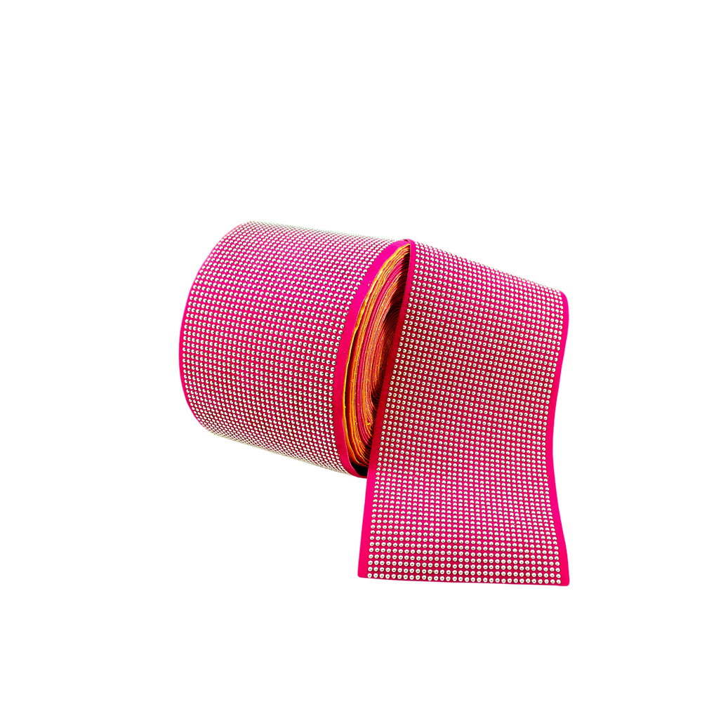 Тесьма клеевая вельвет розовая, Nikel стразы металл Купол, ярд. Тесьма