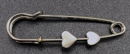 Булавка металл. 2 сердца, 4,5*4,1, никель, шт. Булавки