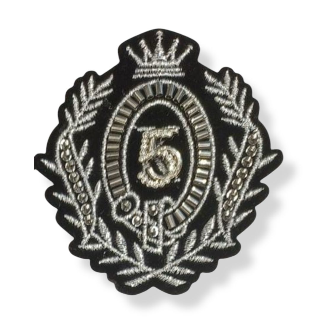 Шеврон тканевый 5, серебро, черный, белый, шт. Нашивка Вышивка, Ткань