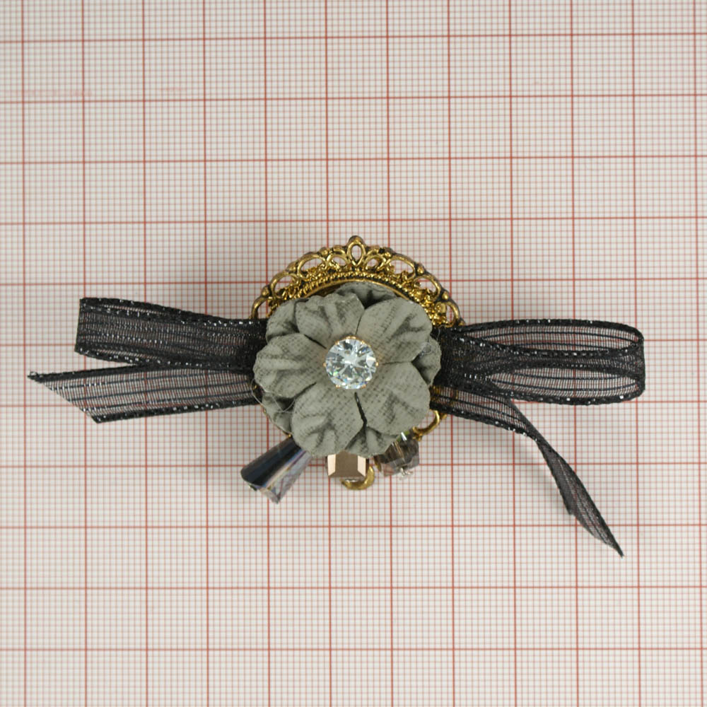 Брошь Цветок Бантик ANTIK, черный, темно-серый, шт . Броши