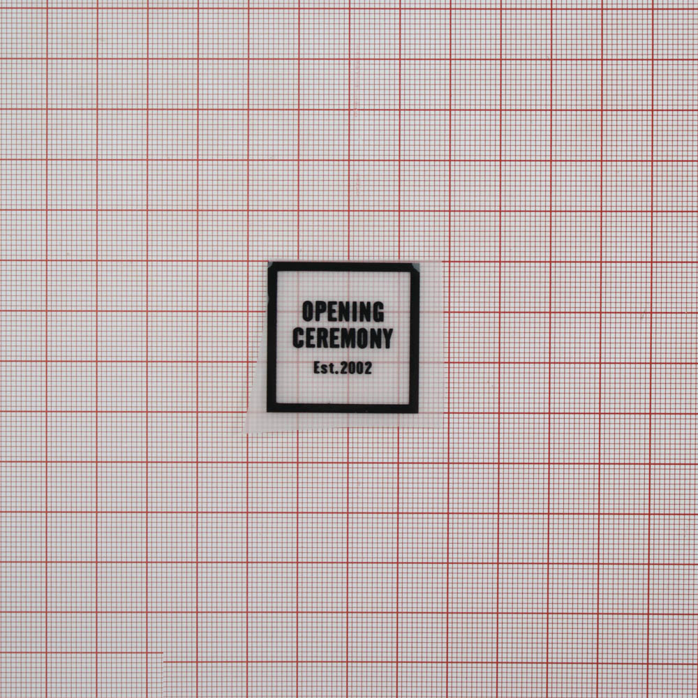Термоаппликация резиновая прозрачная Opening ceremony 30*30мм квадратная, черный рисунок, шт. Термопереводки Резиновые, Термопленка