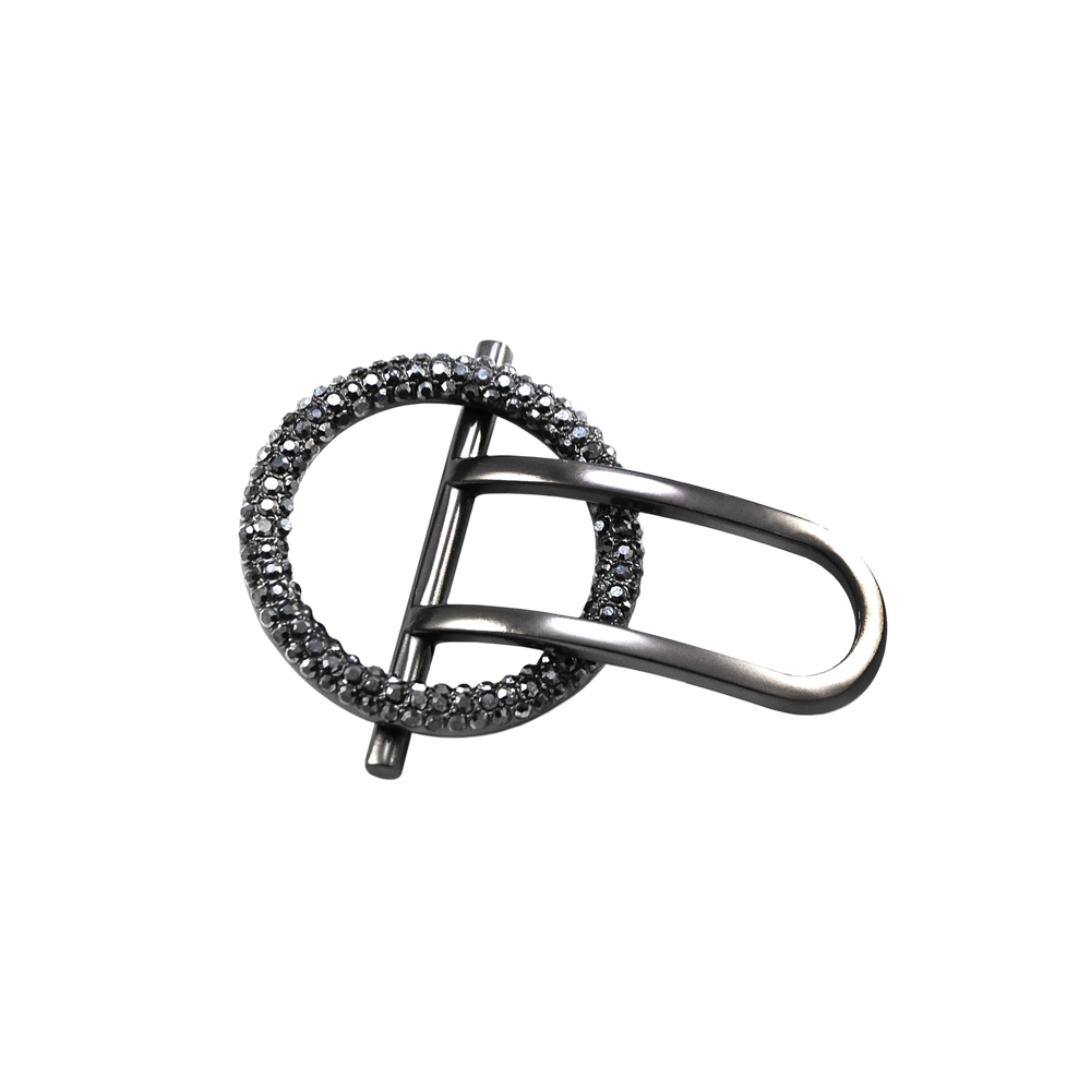 Перетяжка металл и камни Круг, 3,5см, матовый никель блек, черный, шт. Перетяжка металл со стразами