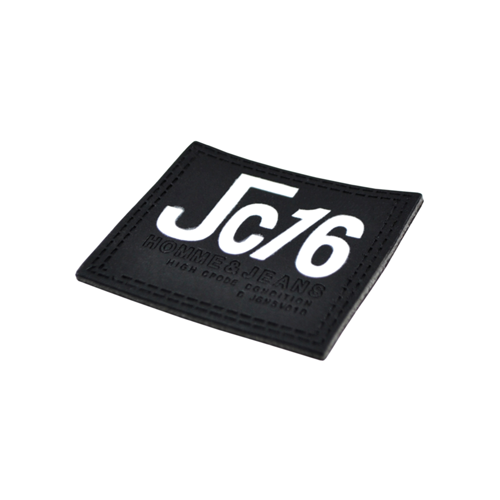 Лейба кожзам Jc16 черная, белая эмаль 45*45мм, шт. Лейба Кожзам