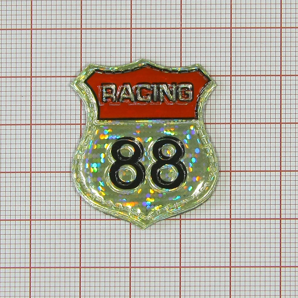 Аппликация приш. силикон. Racing 88 красный, золото (№6). Аппликации Пришивные Резина, Силикон