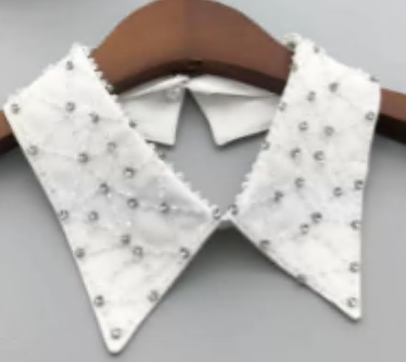 Воротник декор Сеточка, пайетки, белый, серебро, шт. Воротники