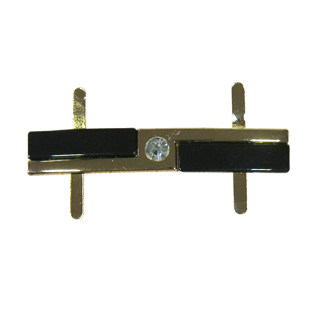 Краб металлический Запонка 1 бел.камень, GOLD, черный, шт. Крабы Металл Геометрия