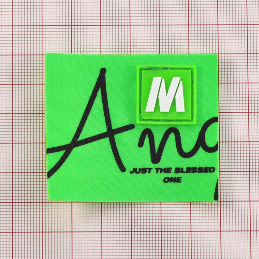 Лейба ткань и резина Ano, 5*6см, черный, белый, салатовый, шт. Лейба Ткань