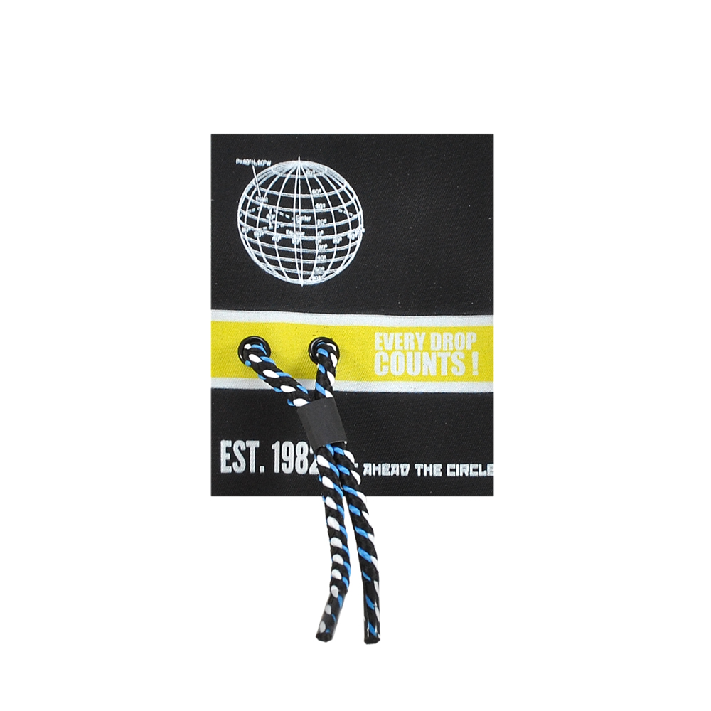 Лейба тканевая со шнурком Глобус Every Drop,  7*8,5см, черный, белый, желтый, голубой, шт. Лейба Ткань