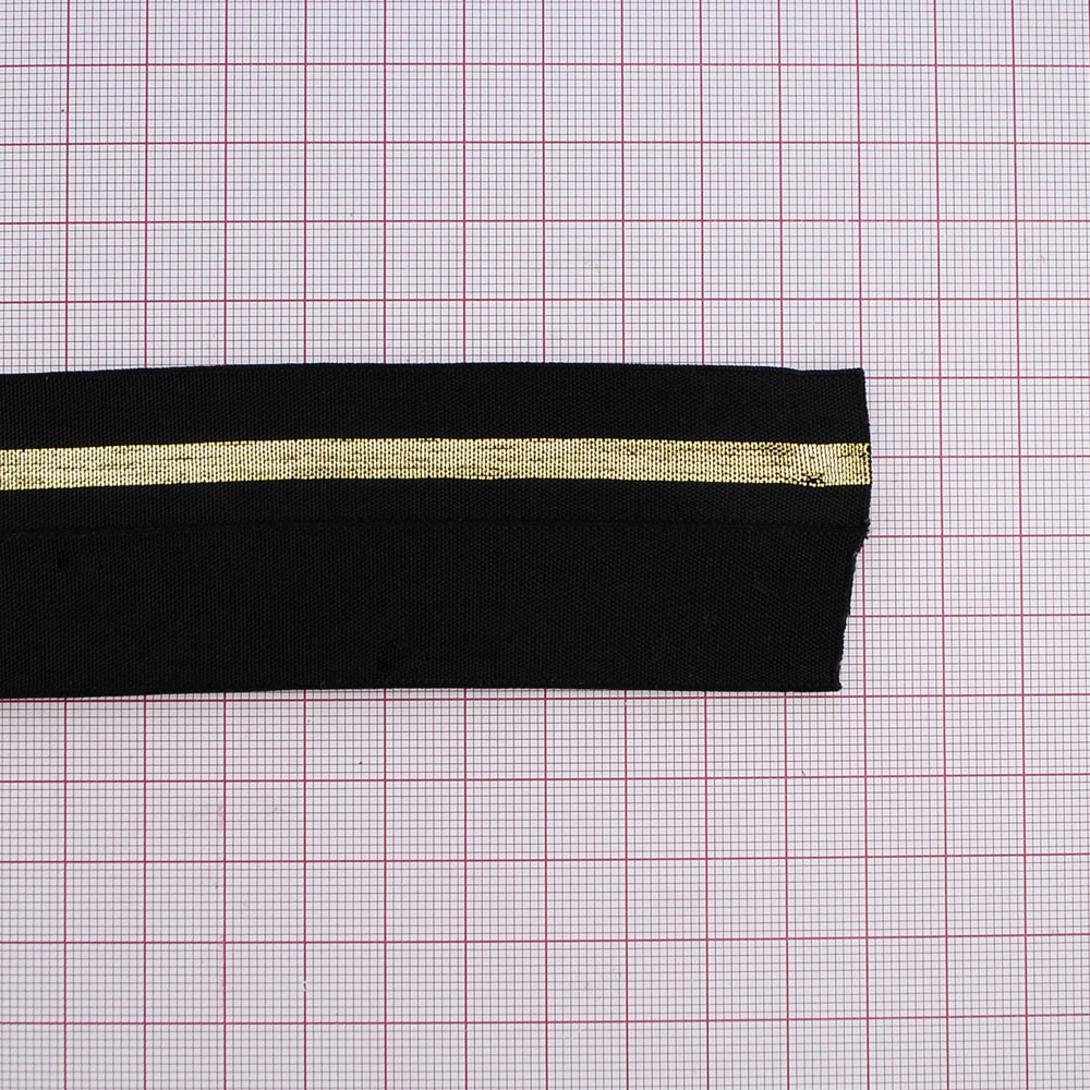 Резинка Полоса 4,1см черный, золотой люрекс, 50ярд. Резинка