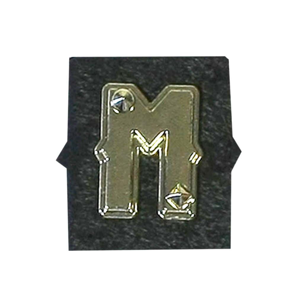 Лейба кожа "M" 25*24мм черный ворс, GOLD. Лейба Кожзам