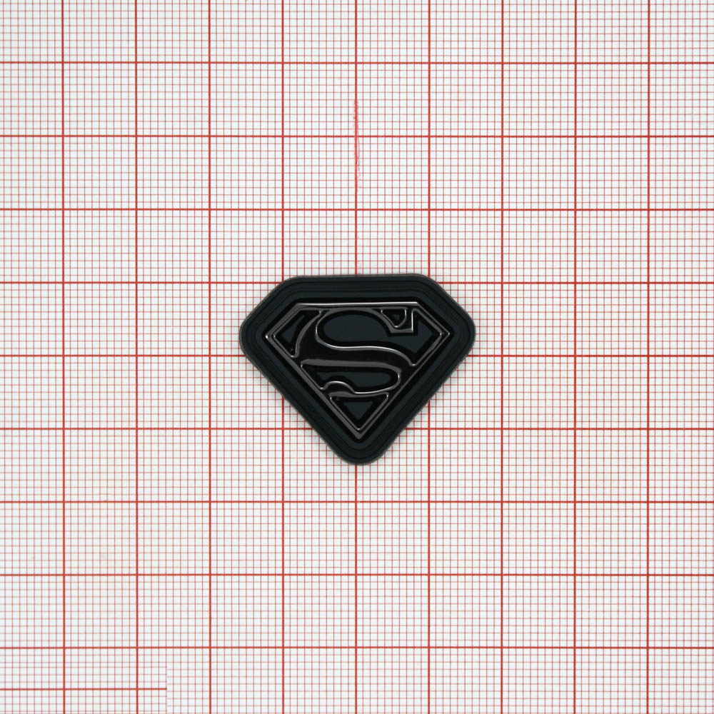 Лейба полиуретан Superman Лого 1,5*2,6см черный, металл никель, шт. Лейба Кожзам