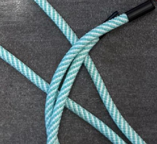 Шнур 5мм с металл наконечниками, 150см, бирюзово-белый, черный, шт. Шнур