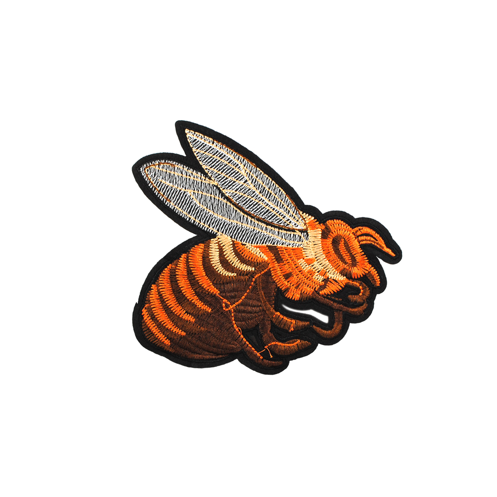 Нашивка тканевая Пчела коричневая 16*15см белый, оранжевый, темно-коричневый, коричневый, серый, черный, шт. Нашивка Вышивка, Ткань