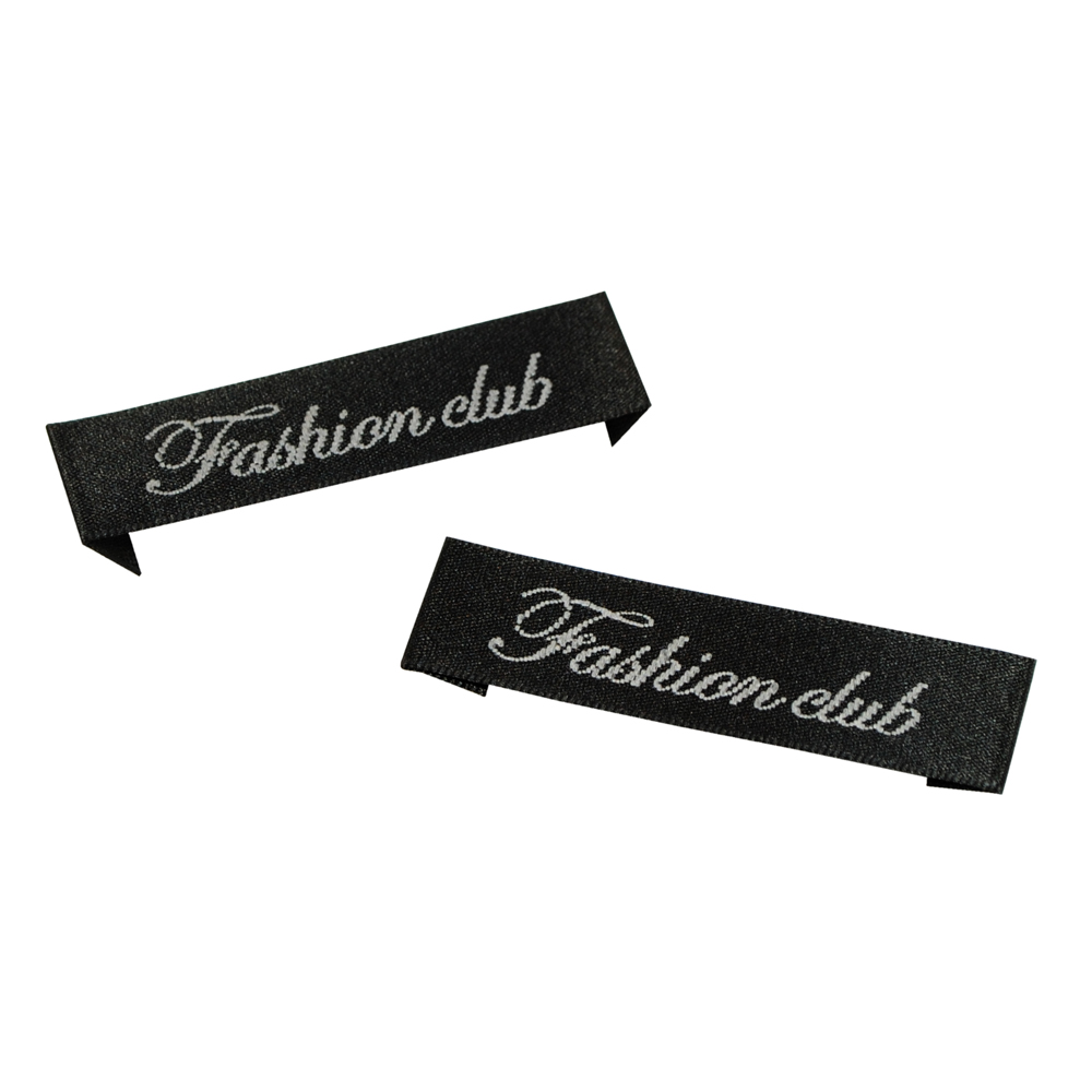 Этикетка тканевая вышитая шт. Fashion Club 1,5*6см черная, шт. Вышивка / этикетка тканевая