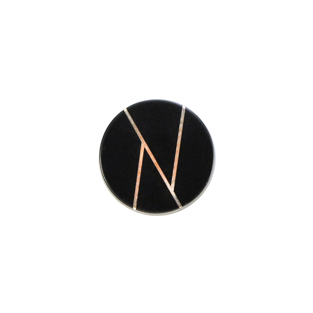 Кнопка металл круглая и полосы, черный и никель, 23мм, шт.. Кнопка металл