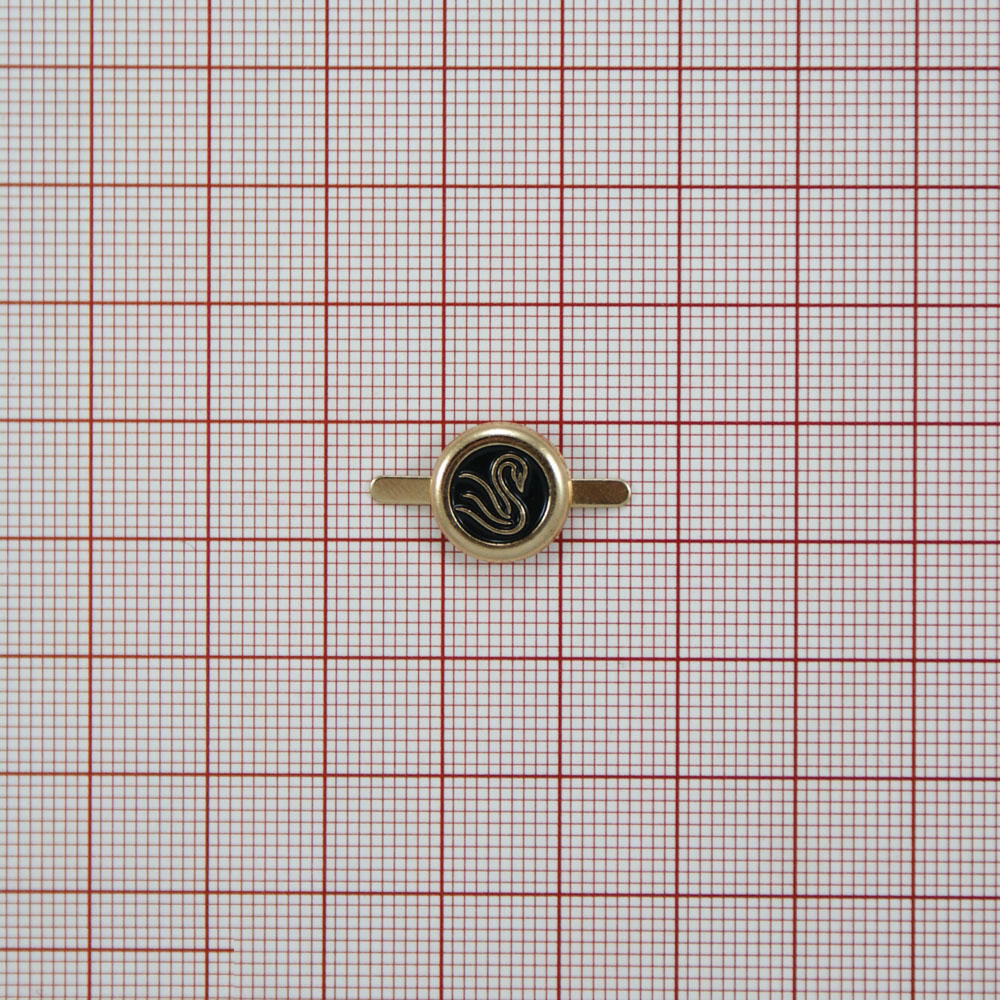 Краб металлический Лебедь в кругу левый 13*13мм gold, черная эмаль, шт.. Крабы Металл Геометрия