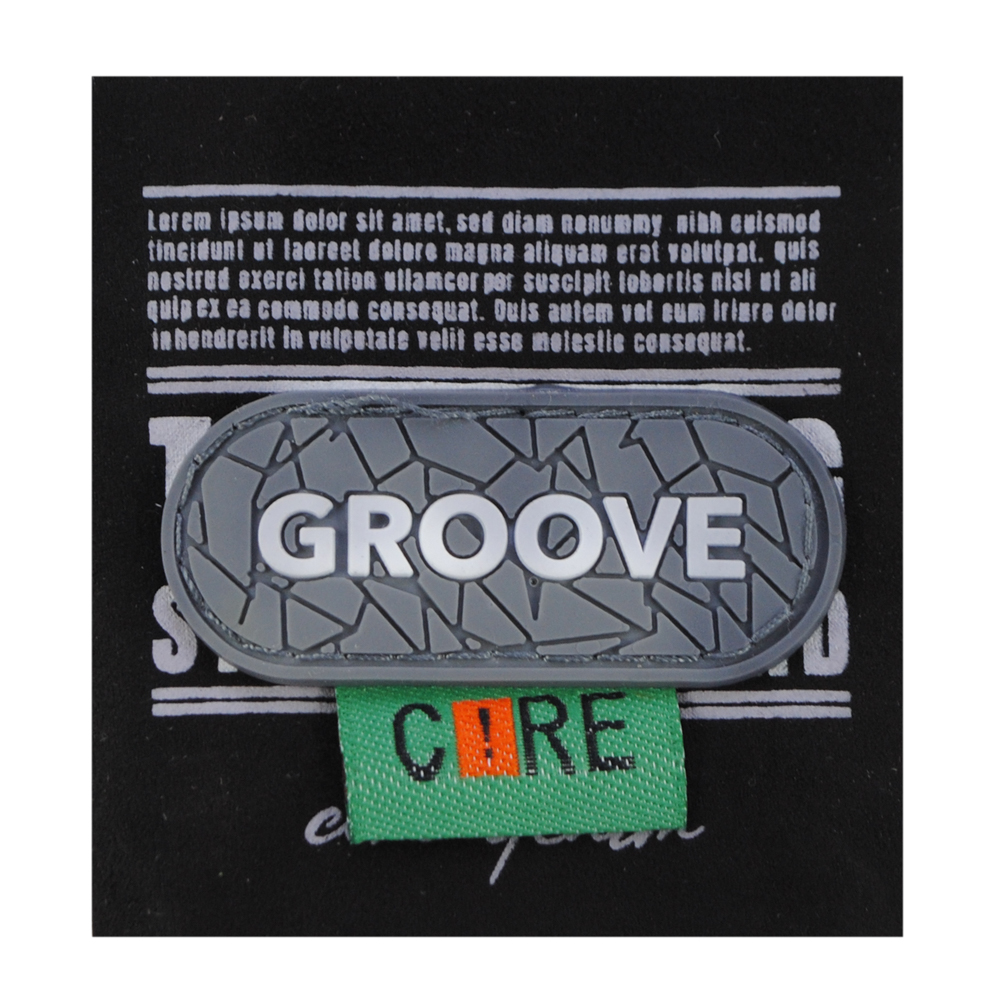 Лейба ткань и рез. Groove, 6,2*6,5см, сер., оранж., чёрн., зел., шт. Лейба Резина