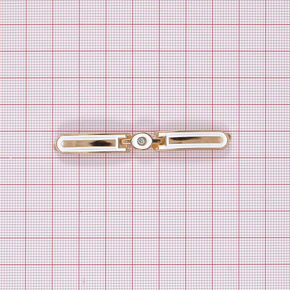 Краб металлический 45378 Часики 64*7,5мм GOLD, белая эмаль, шт. Крабы Металл Геометрия