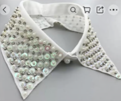 Воротник декор, пайетки, бусины, белый, серебро, шт. Воротники