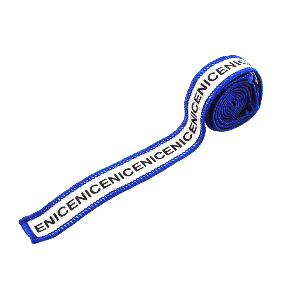 Нашивка тканевая NICE лента 26,5*1,8см белая, черный, синий оверлок, шт. Нашивка Вышивка, Ткань