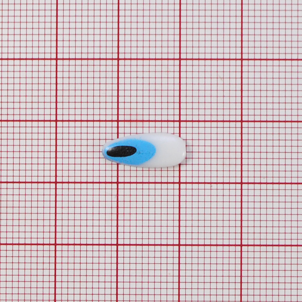 Глаз рисованый №12, Коготок 13*5мм, белый, голубой зрачок, 1тыс.шт. Глазики рисованные