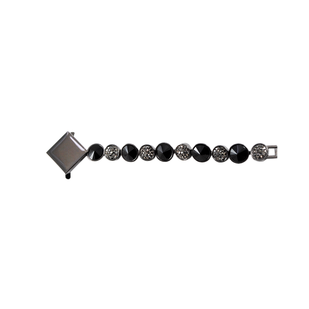 Краб камни и металл Ромб с колечками, 12,5см, никель блек, черный, серебро, шт. Крабы Металл Геометрия Декор