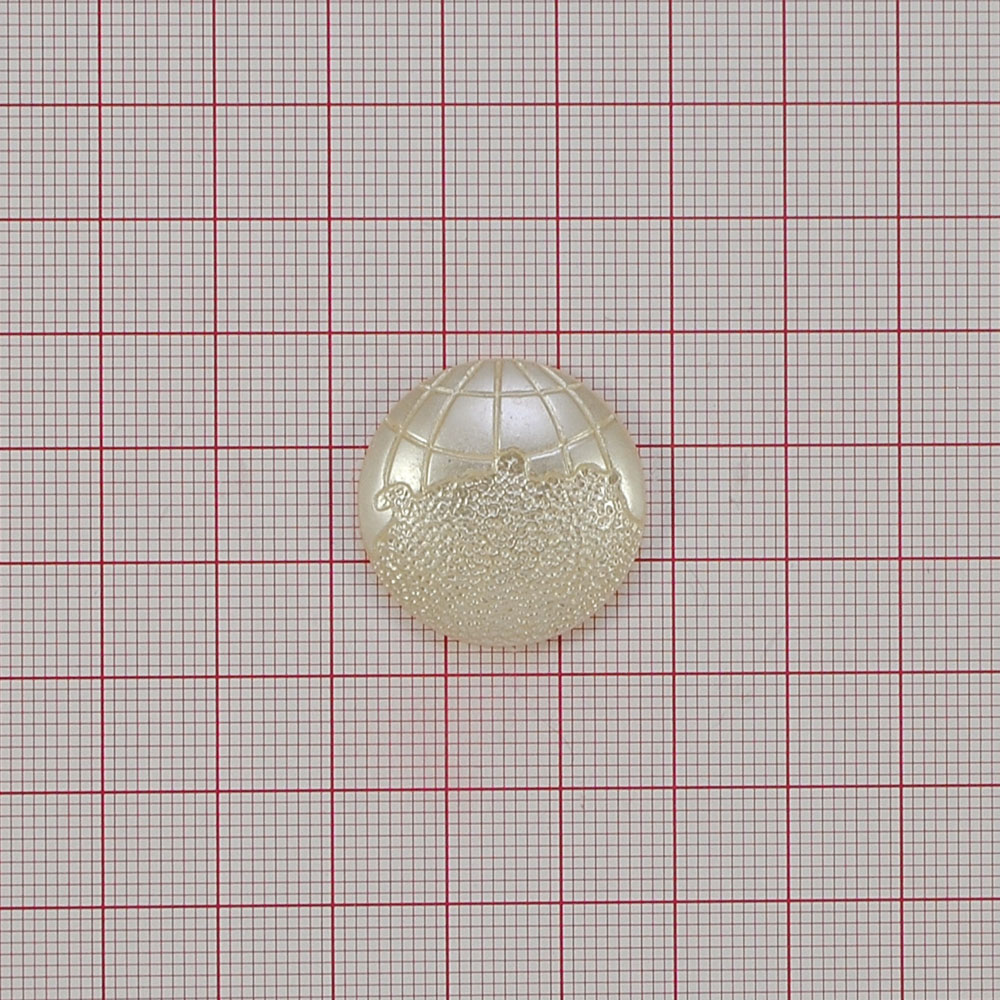 Пуговица TR-1047-40 Глобус белый перламутр 24мм. Пуговица металлизированная