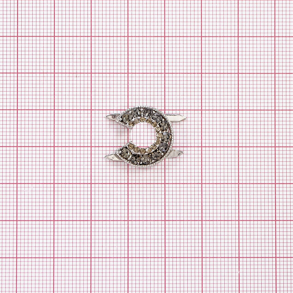 Краб камни и металл Полумесяц, 1,7см, никель, black diamond, шт. Крабы Металл Геометрия Декор