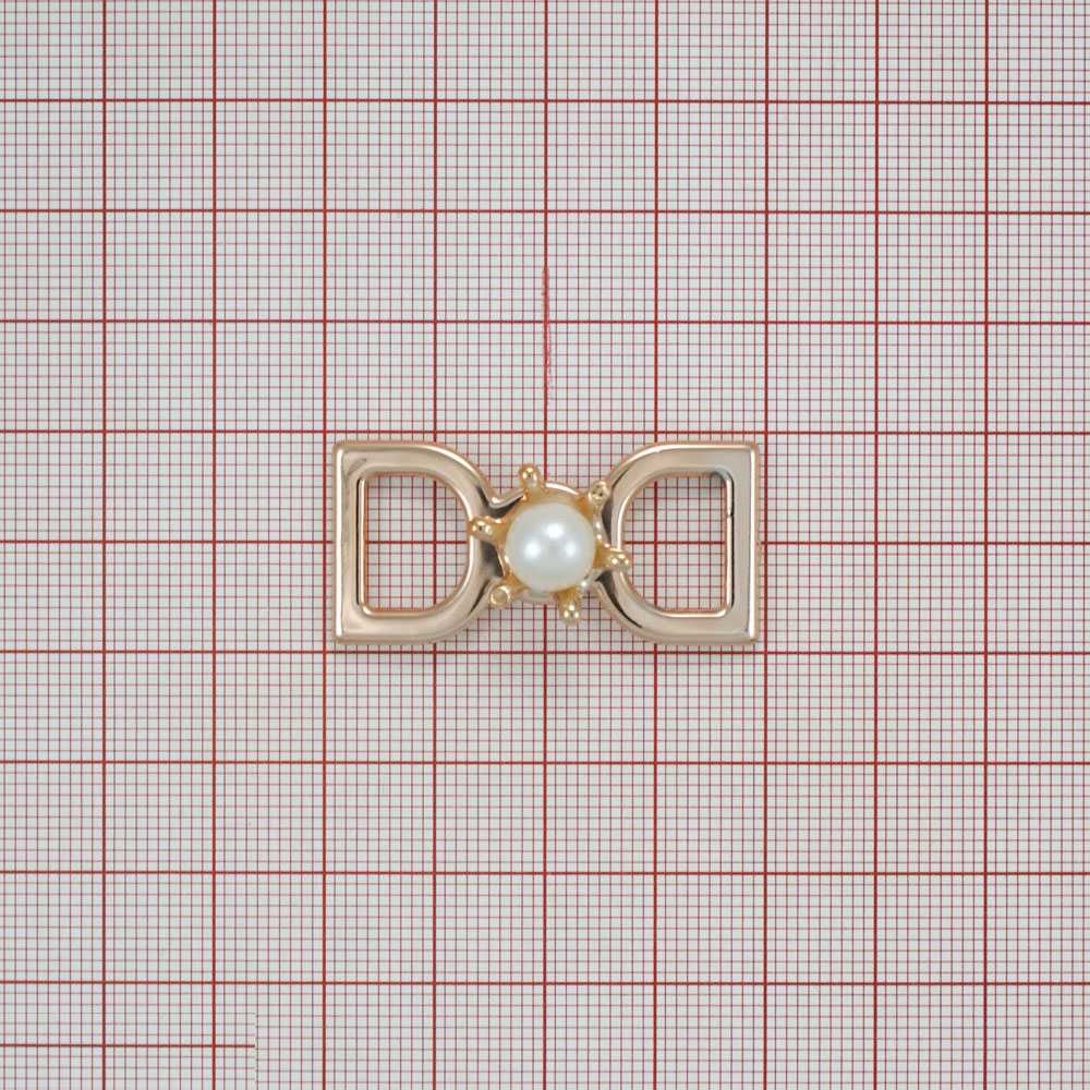 Перетяжка пластик B490 39*18мм (12мм) GOLD, белый жемчуг, шт. Перетяжка пластик