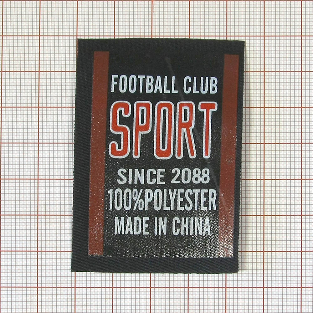 Нашивка тканевая накатанная SPORT football 6*4,5см черная, красно-белый рисунок, шт. Нашивка Вышивка, Ткань