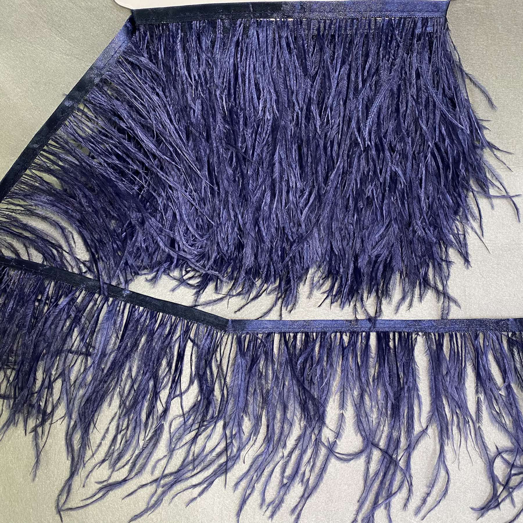 Перья в рулоне 10-14см, индиго, ярд. Перья