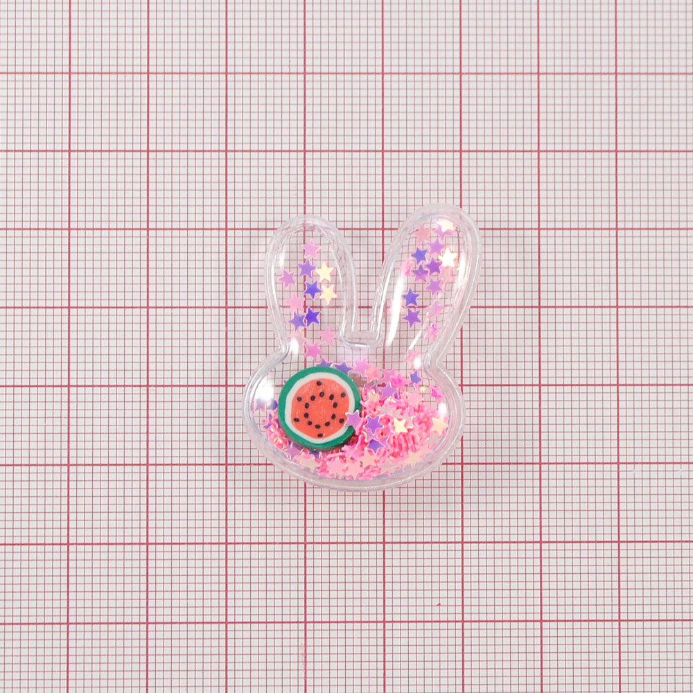 Аппликация пришивная силиконовая Аквариум Заяц со звездами, 3,5*3см, розовый, желтый, зеленый, черный, шт. Аппликации Пришивные Резина, Силикон