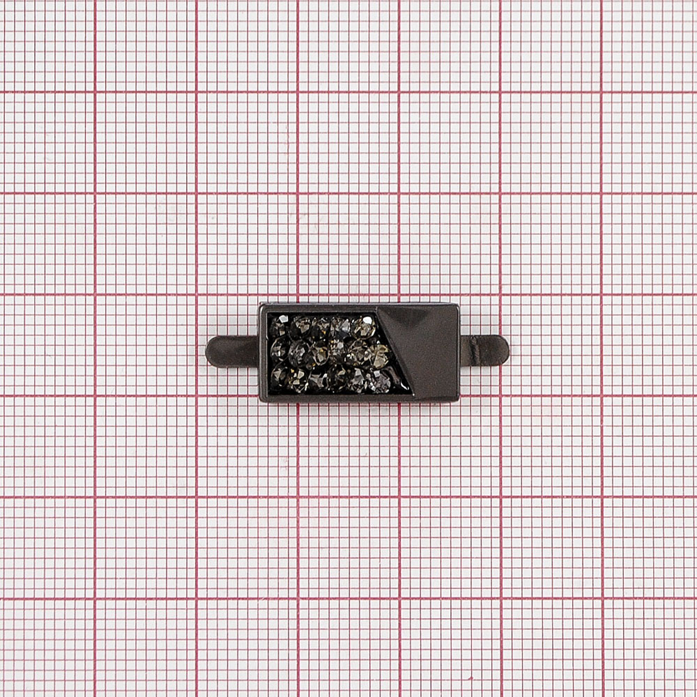 Краб камни и металл Левый, Прямоугольник, 2*1см, матовый никель блек, черный, шт. Крабы Металл Геометрия Декор