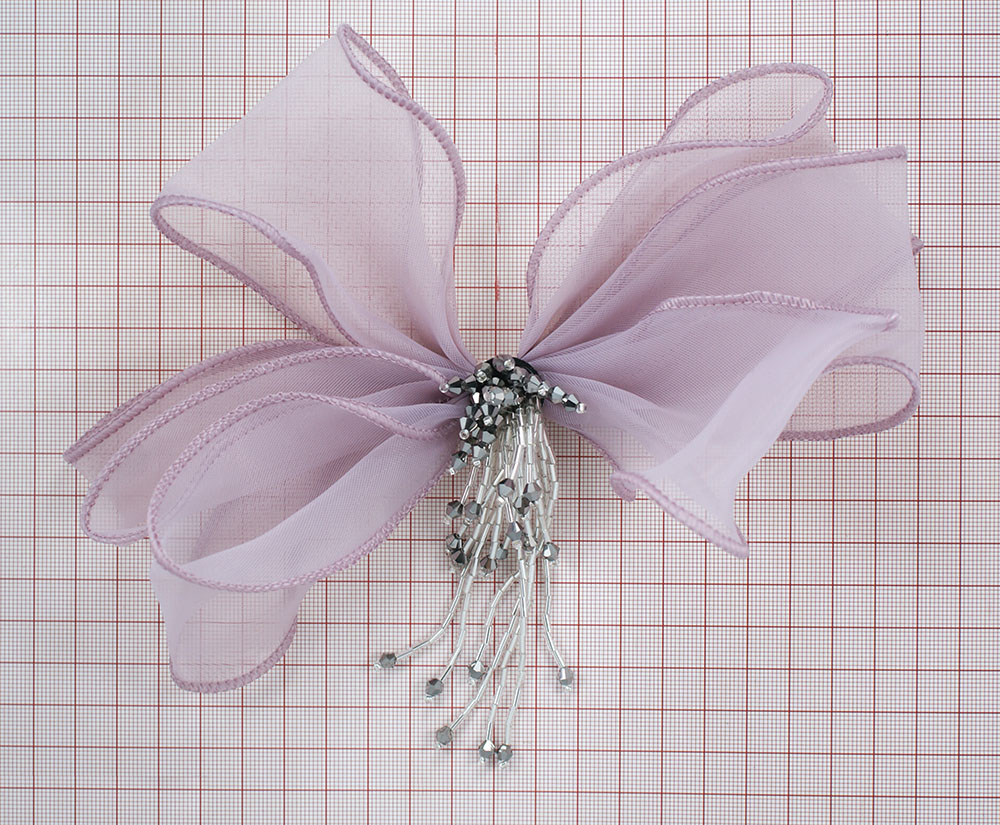 Аппликация декор Бант шифоновый 1 бледно-сиреневый 19*18см. Аппликации Пришивные Цветы Банты