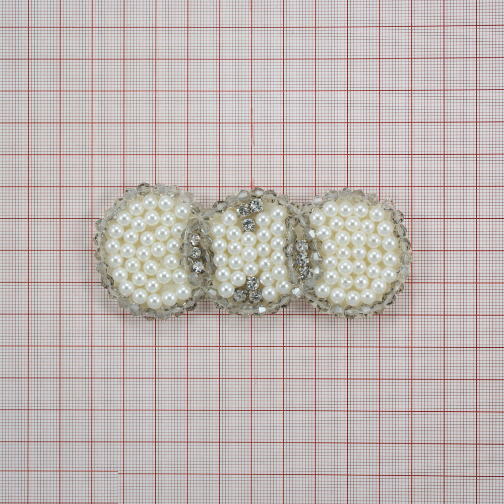 Аппликация декор бел. флиз. три Кольца-икра-бел. жемчуг. Аппликация Декор