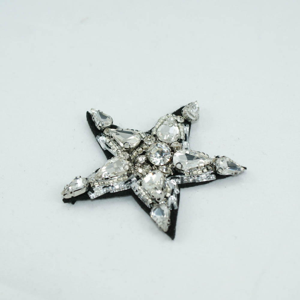 Аппликация пришивная стразы Морская звезда Кристалл 65*60 мм, белые камни, шт. Аппликации Пришивные Стразы, Бисер, Металл