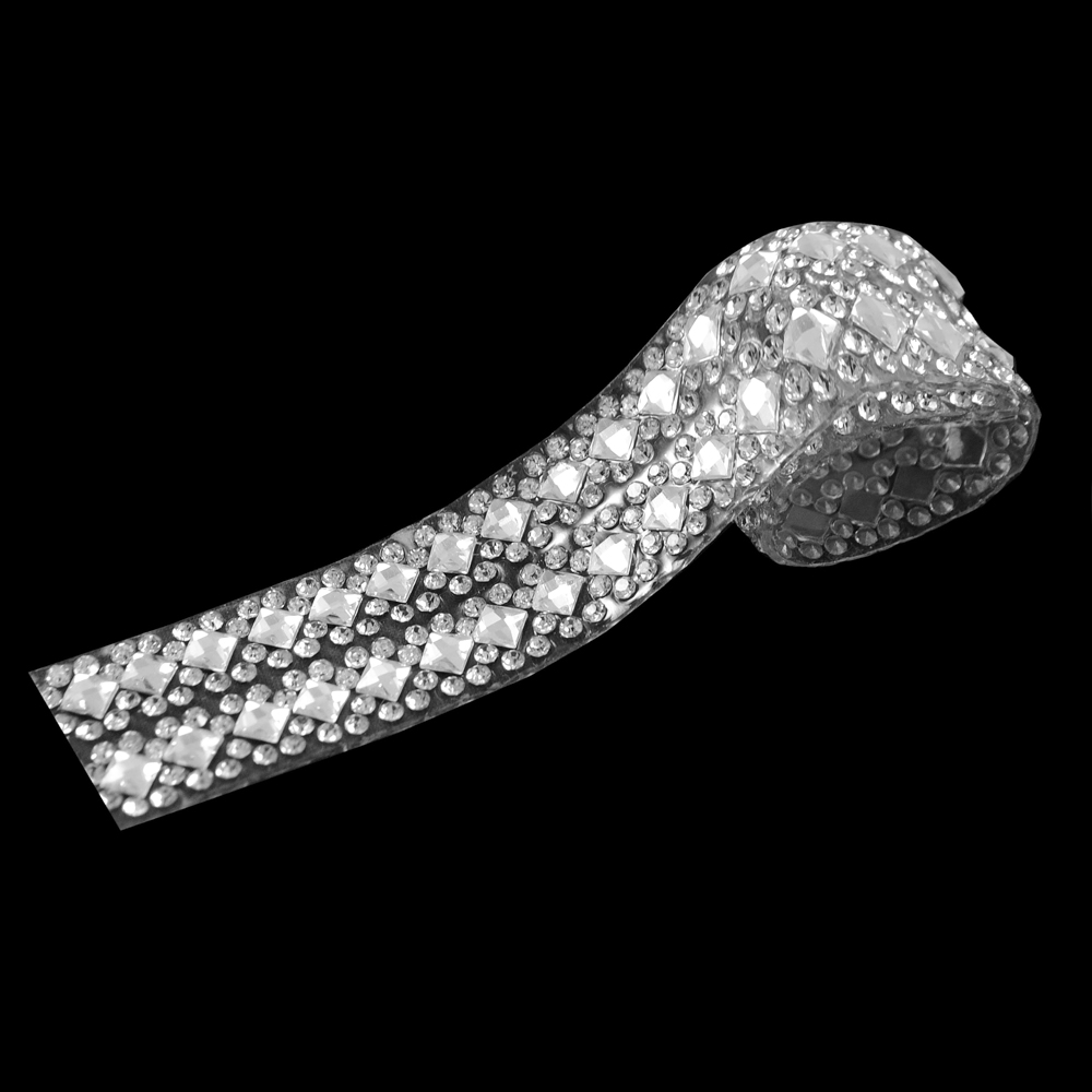 Тесьма стразы клеевая, 1,85см, белые камни, ярд. Тесьма из страз