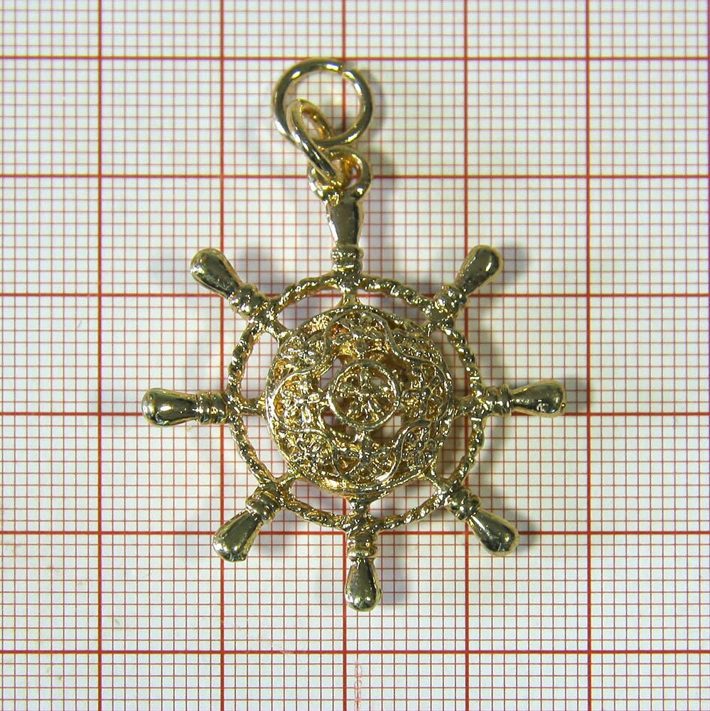 Подвеска металл Штурвал 34*50мм, GOLD, шт. Подвески