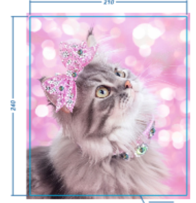 Аппликация композит, Кошка с бантом, 21*24см, королевский атлас, сублимация, лазер, SS20 32596, шт. Аппликация композит