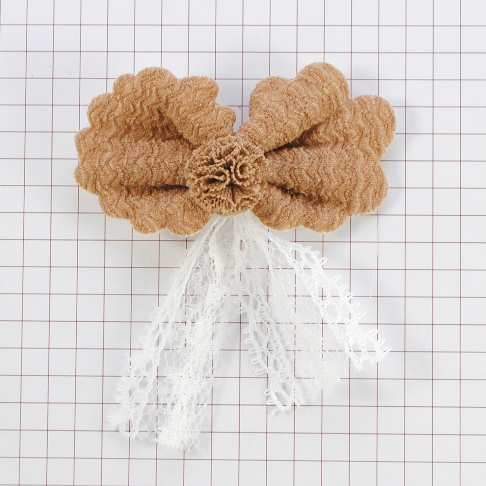 Аппликация тканевая пришивная детская Бант, 6*3см, коричневый, белый, шт. Аппликации Пришивные Цветы Банты