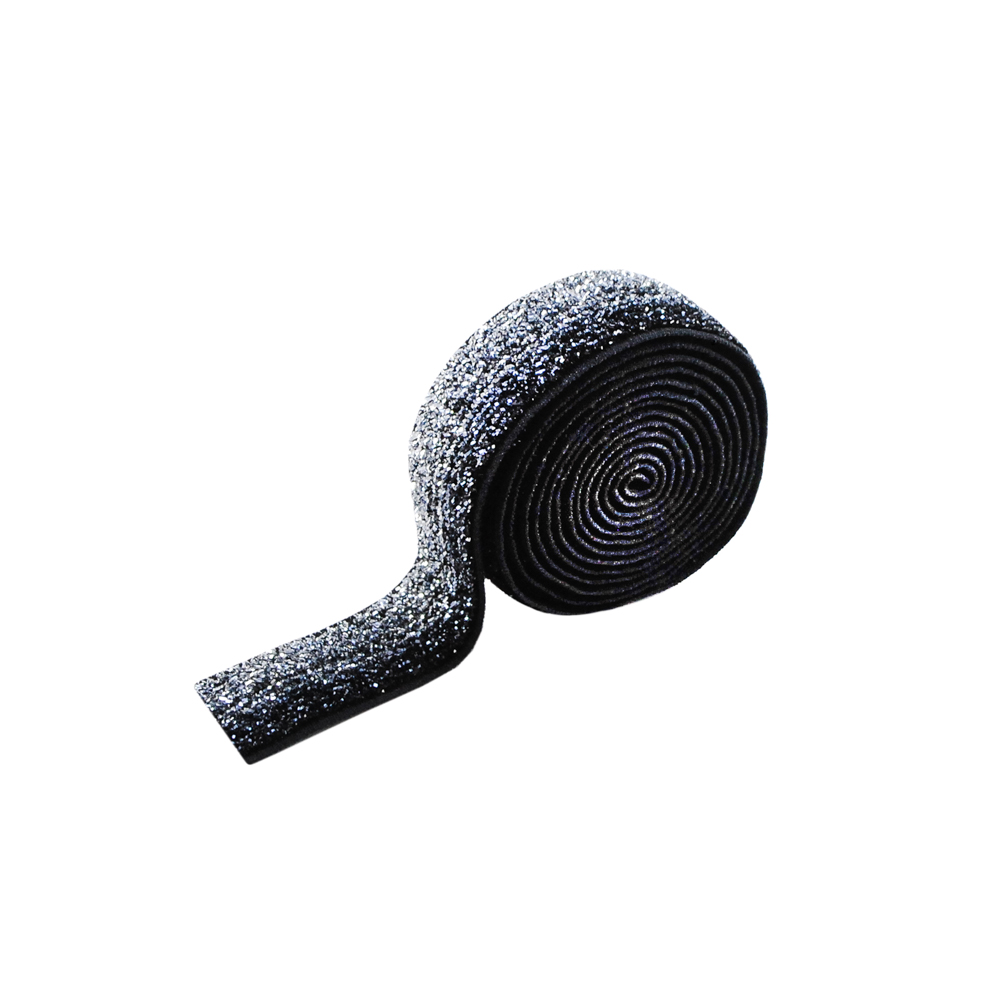 Резинка люрекс 1,7см, черный и серебряный, 50ярд. Резинка
