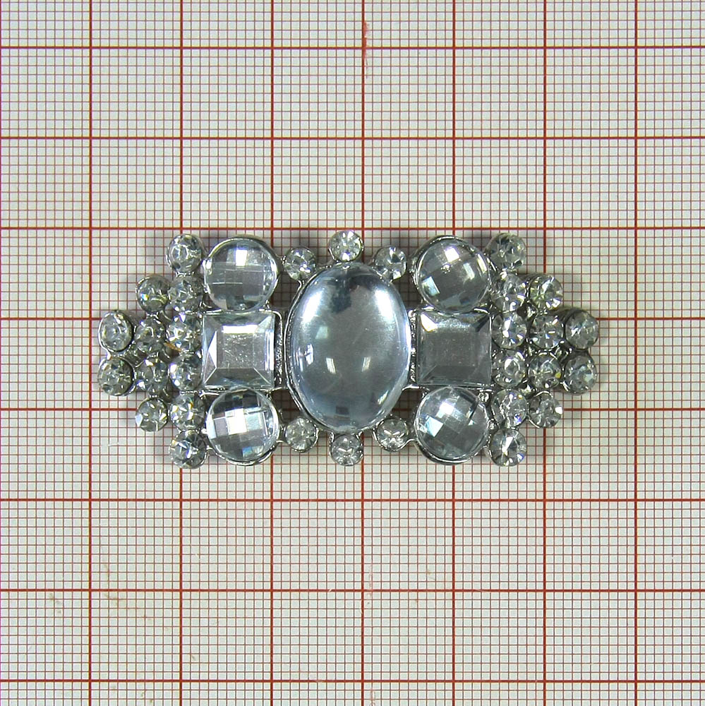 Краб металл HW-0139 краб Брошь, центр-крупн.прозрачн.камень овал, NIKEL. Крабы Металл Геометрия Декор