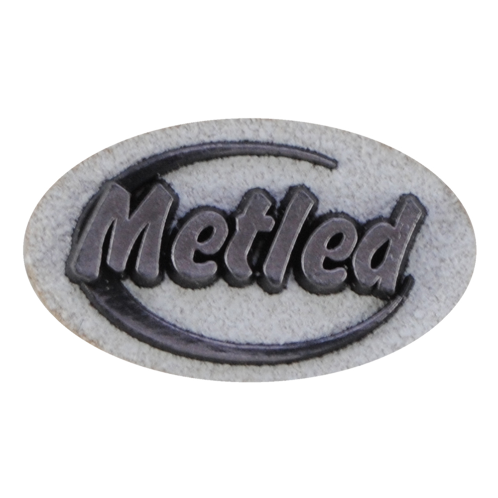 Лейба к/з Metled, 3,5*2см, овал, серый фон, напыление, шт. Лейба Кожзам