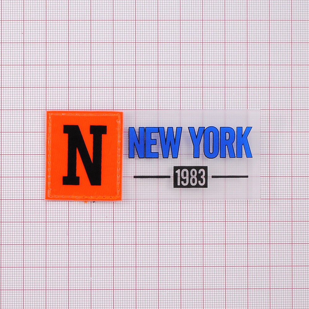 Лейба клеенка NEW YORK 1983, 9,5*4см, черный, оранжевый, синий, прозрачный, шт. Лейба Клеенка