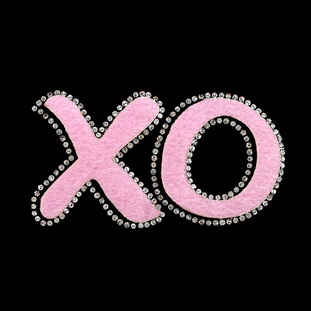 Аппликация клеевая войлок XO 10*5,5см розовый, кристальные камни, шт. Аппликации клеевые Тканевые