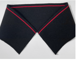 Воротник для поло, 42*8см, черный, красная полоса, шт. Воротники