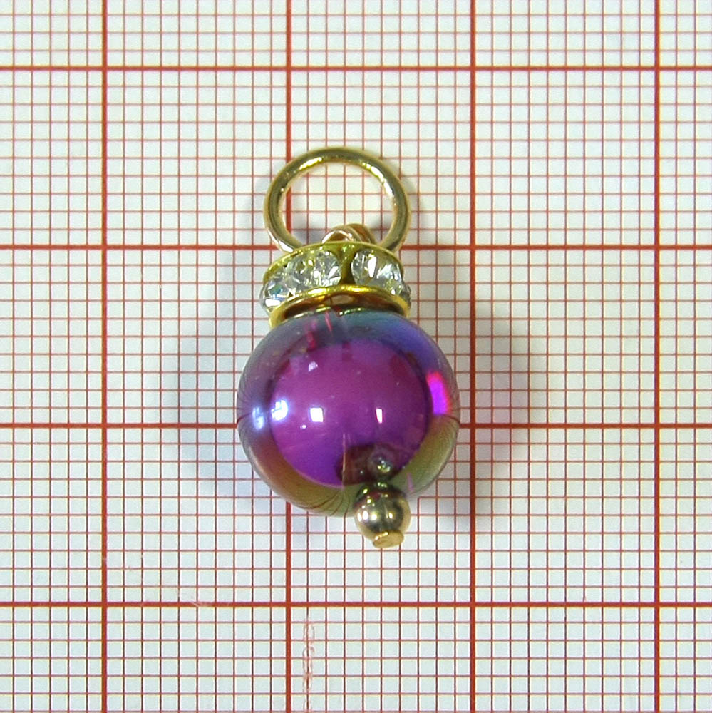 Подвеска Фонарик 12*20мм фиолетовый хамелеон бусина, GOLD, шт. Подвески