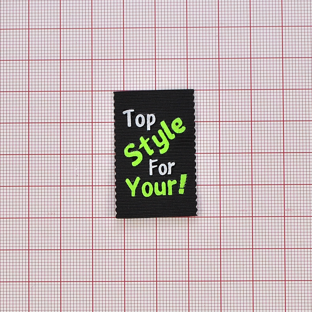 Лейба тканевая Top Style, 4*2,5см, черный, белый, зеленый, шт. Лейба Ткань