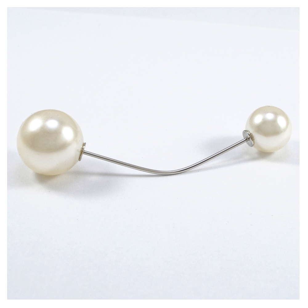 Булавка изогнутая Два шара 6,7*1,5см nikel и белый жемчуг, шт. Булавки